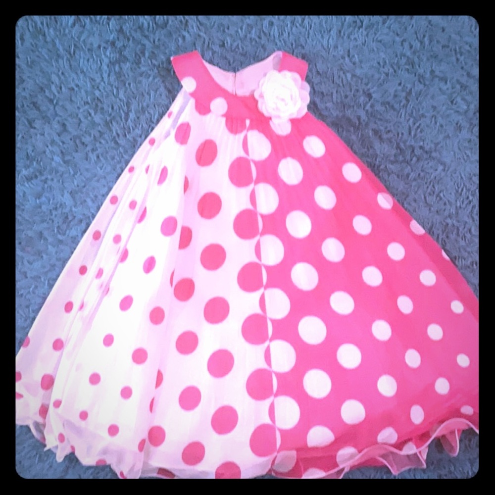 Gorgeous Pink & White Polka Dot Dress - Size 6X